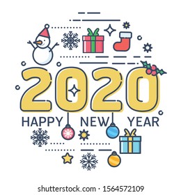 Thin art ,concept is happy new year 2020