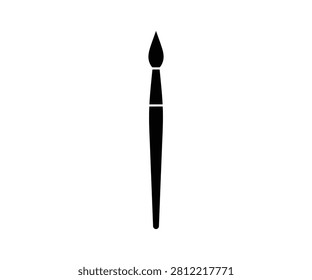 Thin artist paintbrush drawing writing tool vector icon isolated on white background. Black fine paint brush graphic.