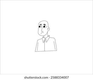  Thin bald man with sad face