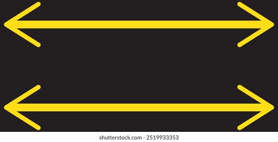 Thin black arrow double pointing. Long, straight-line arrow icon. Graphic illustration for direction symbols, up and down signs. Vector horizontal arrow variation isolated on white background
