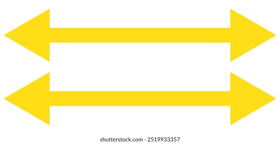 Thin black arrow double pointing. Long, straight-line arrow icon. Graphic illustration for direction symbols, up and down signs. Vector horizontal arrow variation isolated on white background