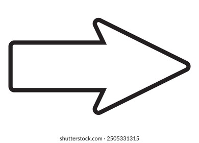 Thin black arrow pointing right. Long, straight-line arrow icon in white. Graphic illustration for direction symbols, up and down signs. Vector horizontal arrow variation isolated on white background