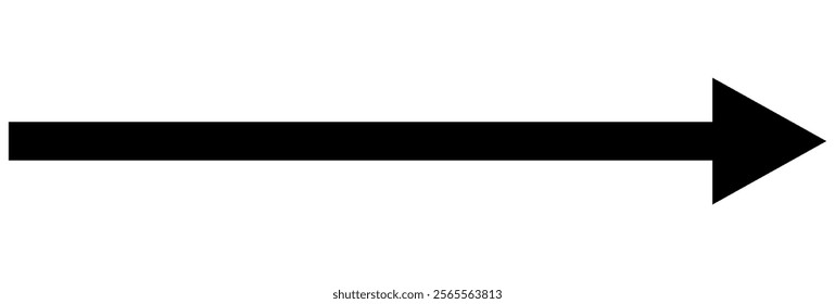 Thin black arrow pointing right. Long, straight-line arrow icon in white. illustration for direction symbols, Vector horizontal arrow variation isolated on white background eps10