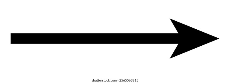 Thin black arrow pointing right. Long, straight-line arrow icon in white. illustration for direction symbols, Vector horizontal arrow variation isolated on white background eps10