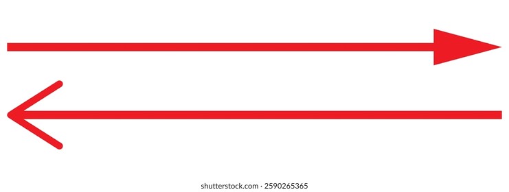Thin Black arrow pointing right. Arrow shape element. Thin Long arrow vector icon. Black horizontal double arrow. Replaceable vector design. EPS 10.