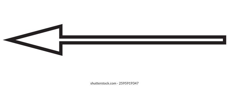 Thin black arrow pointing right. Long, straight-line arrow icon in white. Graphic illustration for direction symbols, down signs. arrow variation isolated on white background design eps 10 
