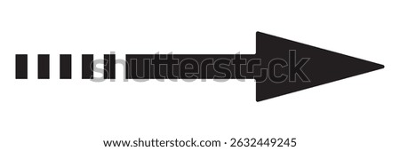 Thin black arrow pointing right. Long, straight-line arrow icon in white. Graphic illustration for direction symbols. Black arrows vector illustration.