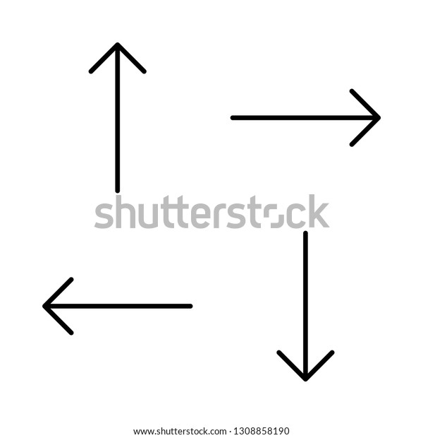 細い黒い矢印 上矢印 右矢印 下矢印 左矢印の記号 丸みのあるコーナー のベクター画像素材 ロイヤリティフリー
