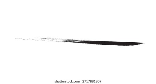 Um traçado de pincel fino e preto com uma aparência texturizada, isolado em um plano de fundo branco limpo.