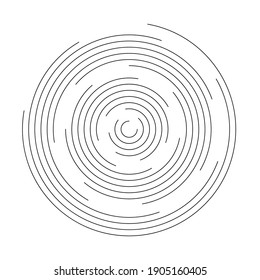 Thin black line vortex of concentric circles. Simple flat abstract illustration.