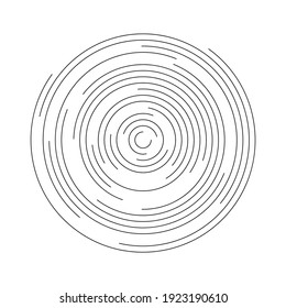 Thin black line vortex of concentric circles. Simple flat abstract illustration.