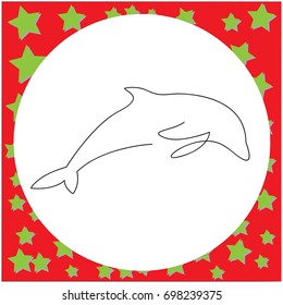 thin black one line design of dolphin. hand drawn minimalism style. vector illustration isolated on white background