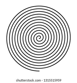 Thin black spiral symbol. Simple flat vector design element.