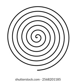 Thin black spiral symbol. Simple flat vector design element.