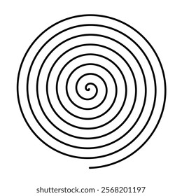 Thin black spiral symbol. Simple flat vector design element.