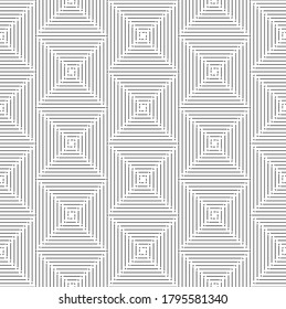 Dünne schwarze quadratische Rhombus nahtlose Muster. Geometrisches einfaches Quadrat mit quadratischem Vektormuster für männliche Kleidung, Gewebe, Deckel, Leinen