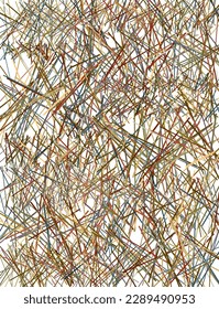 Thin black sticks roughly thrown together on abstract colorful pattern