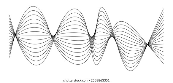 Thin black wavy line abstract vector, isolated on white background. simple, minimalist,motion,modern,illustration,background.
