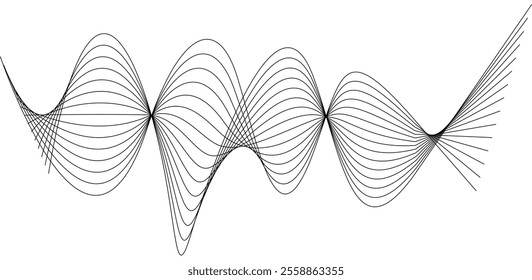 Thin black wavy line abstract vector, isolated on white background. simple, minimalist,motion,modern,illustration,background.

