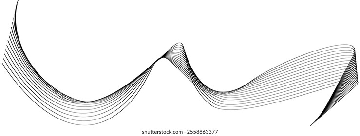 Thin black wavy line abstract vector, isolated on white background. simple, minimalist,motion,modern,illustration,background.
