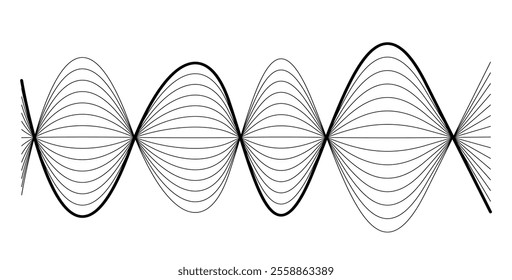 Thin black wavy line abstract vector, isolated on white background. simple, minimalist,motion,modern,illustration,background.
