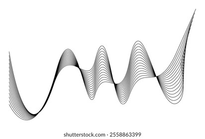 Thin black wavy line abstract vector, isolated on white background. simple, minimalist,motion,modern,illustration,background.
