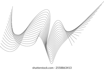 Thin black wavy line abstract vector, isolated on white background. simple, minimalist,motion,modern,illustration,background.
