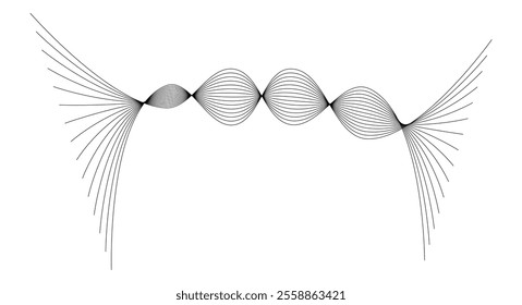 Thin black wavy line abstract vector, isolated on white background. simple, minimalist,motion,modern,illustration,background.
