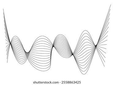 Thin black wavy line abstract vector, isolated on white background. simple, minimalist,motion,modern,illustration,background.
