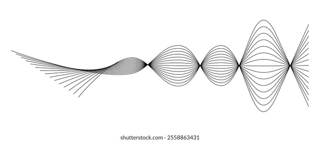 Thin black wavy line abstract vector, isolated on white background. simple, minimalist,motion,modern,illustration,background.
