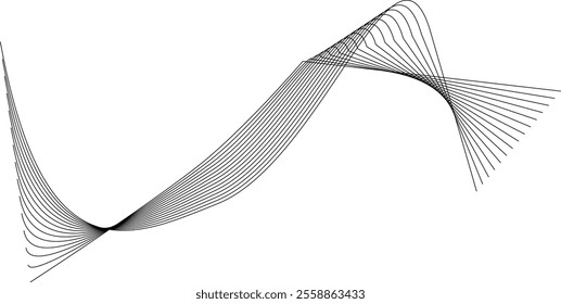 Thin black wavy line abstract vector, isolated on white background. simple, minimalist,motion,modern,illustration,background.
