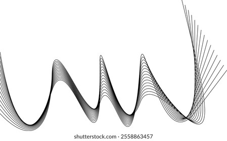 Thin black wavy line abstract vector, isolated on white background. simple, minimalist,motion,modern,illustration,background.
