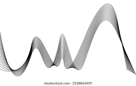 Thin black wavy line abstract vector, isolated on white background. simple, minimalist,motion,modern,illustration,background.

