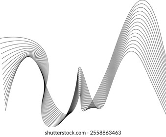 Thin black wavy line abstract vector, isolated on white background. simple, minimalist,motion,modern,illustration,background.
