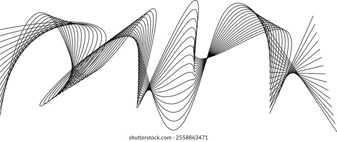 Thin black wavy line abstract vector, isolated on white background. simple, minimalist,motion,modern,illustration,background.
