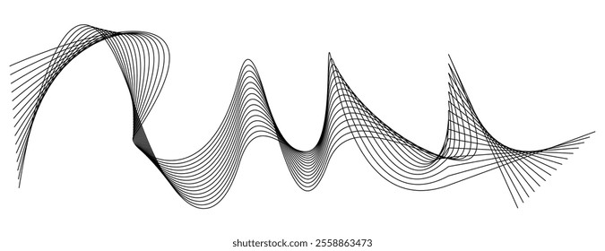 Thin black wavy line abstract vector, isolated on white background. simple, minimalist,motion,modern,illustration,background.
