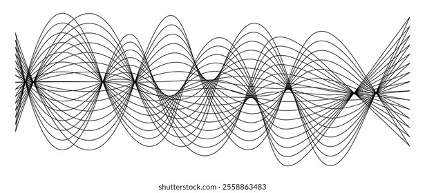 Thin black wavy line abstract vector, isolated on white background. simple, minimalist,motion,modern,illustration,background.
