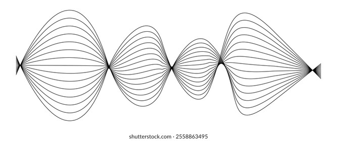 Thin black wavy line abstract vector, isolated on white background. simple, minimalist,motion,modern,illustration,background.
