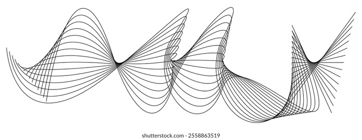 Thin black wavy line abstract vector, isolated on white background. simple, minimalist,motion,modern,illustration,background.
