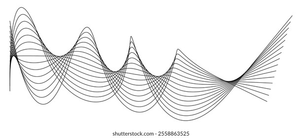 Thin black wavy line abstract vector, isolated on white background. simple, minimalist,motion,modern,illustration,background.
