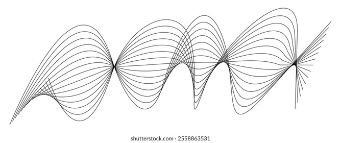 Thin black wavy line abstract vector, isolated on white background. simple, minimalist,motion,modern,illustration,background.
