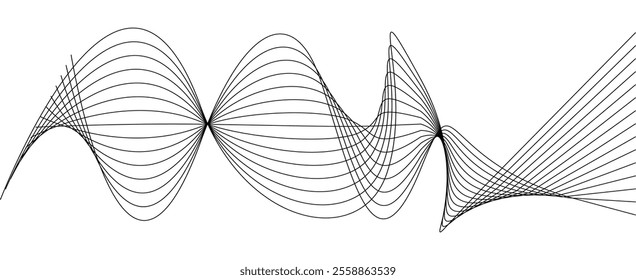 Thin black wavy line abstract vector, isolated on white background. simple, minimalist,motion,modern,illustration,background.
