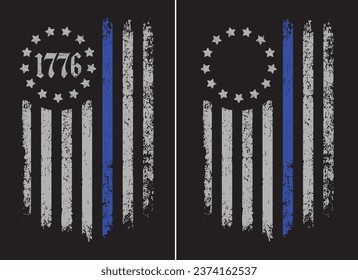Thin Blue Line 1776 Betsy Ross Flag Design