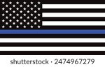 thin blue line american flag, vector graphic design