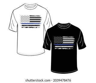 Thin blue Line American Flag T-Shirt
