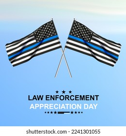 Thin Blue Line. American flag with police blue line. Support of police and law enforcement. EPS10 vector