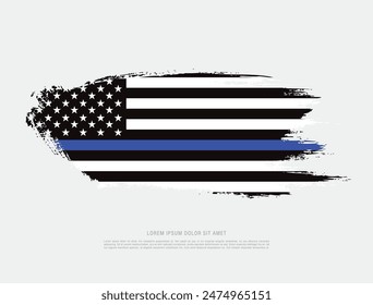 Thin Blue Line Amerikanische Flagge, Grunge Vektorgrafik Grafikdesign