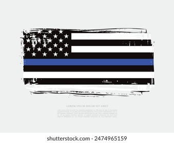 thin blue line american flag, grunge vector graphic design