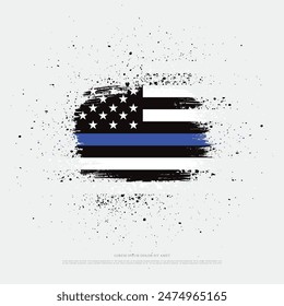 thin blue line american flag, grunge vector graphic design