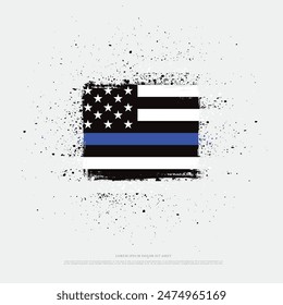 thin blue line american flag, grunge vector graphic design